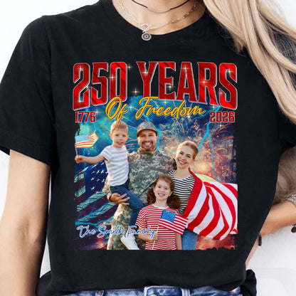 Live Preview Custom Your Own Bootleg Tees | 250 Years Of Freedom Bootleg Shirt | Custom Christmas Family Photo Shirt, Dad Mom Couple 683119