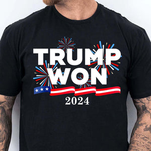 Trump Won Again Shirt, Trump 2024 Shirt, Republican Trump 47th President Shirt Dark T1720 - GOP