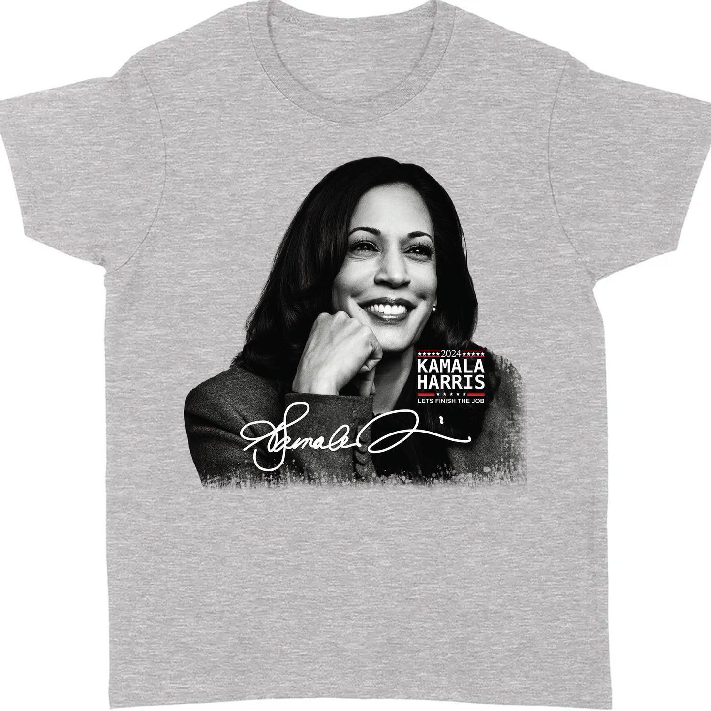 Kamala Harris Let's Finish The Job Signature Shirt | Kamala Harris 2024 Shirt | Democrat Shirt Dark T1435 - KH2