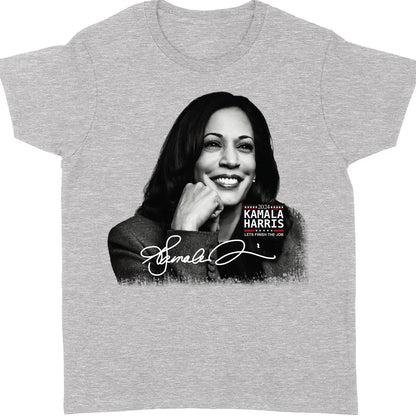 Kamala Harris Let's Finish The Job Signature Shirt | Kamala Harris 2024 Shirt | Democrat Shirt Dark T1435 - KH2