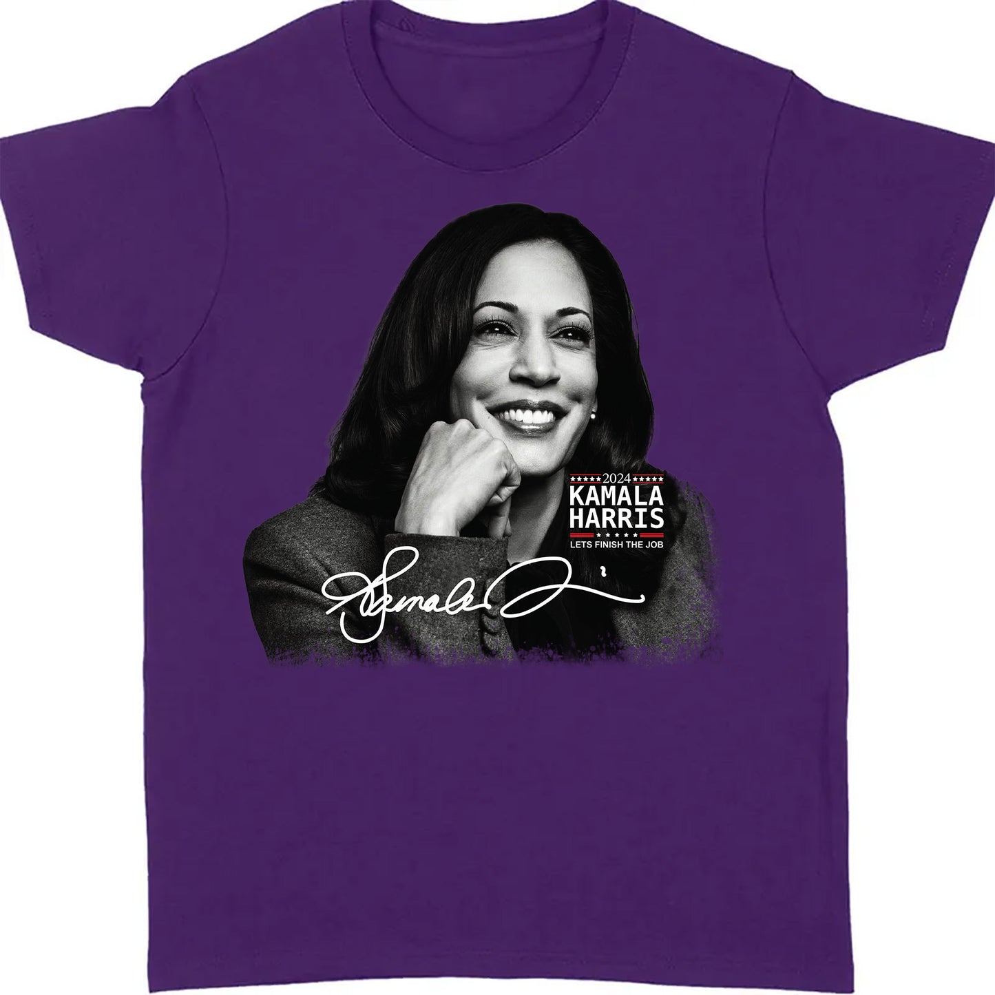 Kamala Harris Let's Finish The Job Signature Shirt | Kamala Harris 2024 Shirt | Democrat Shirt Dark T1435 - KH2