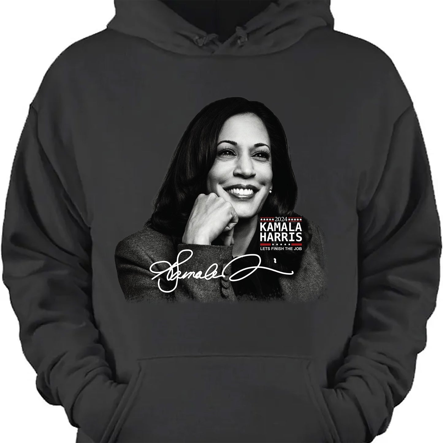 Kamala Harris Let's Finish The Job Signature Shirt | Kamala Harris 2024 Shirt | Democrat Shirt Dark T1435 - KH2