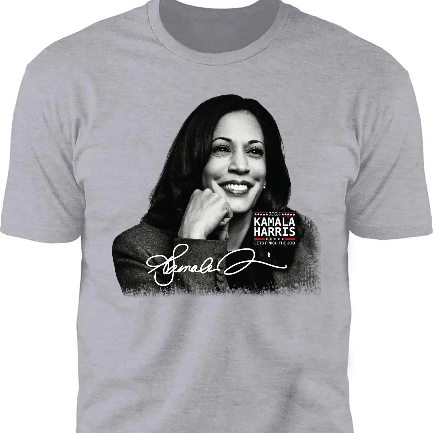 Kamala Harris Let's Finish The Job Signature Shirt | Kamala Harris 2024 Shirt | Democrat Shirt Dark T1435 - KH2