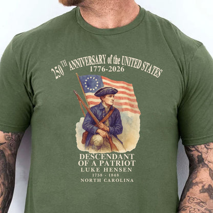 Personalized 250 Years Anniversary of The United States Shirt | Custom Name Descendant of A Patriot Sweatshirt | Fourth of July Dark T-Shirt 684196