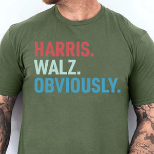 Harris Walz Obviously Shirt | Kamala Harris 2024 Shirt | Democrat Shirt Dark T1585 - KH2