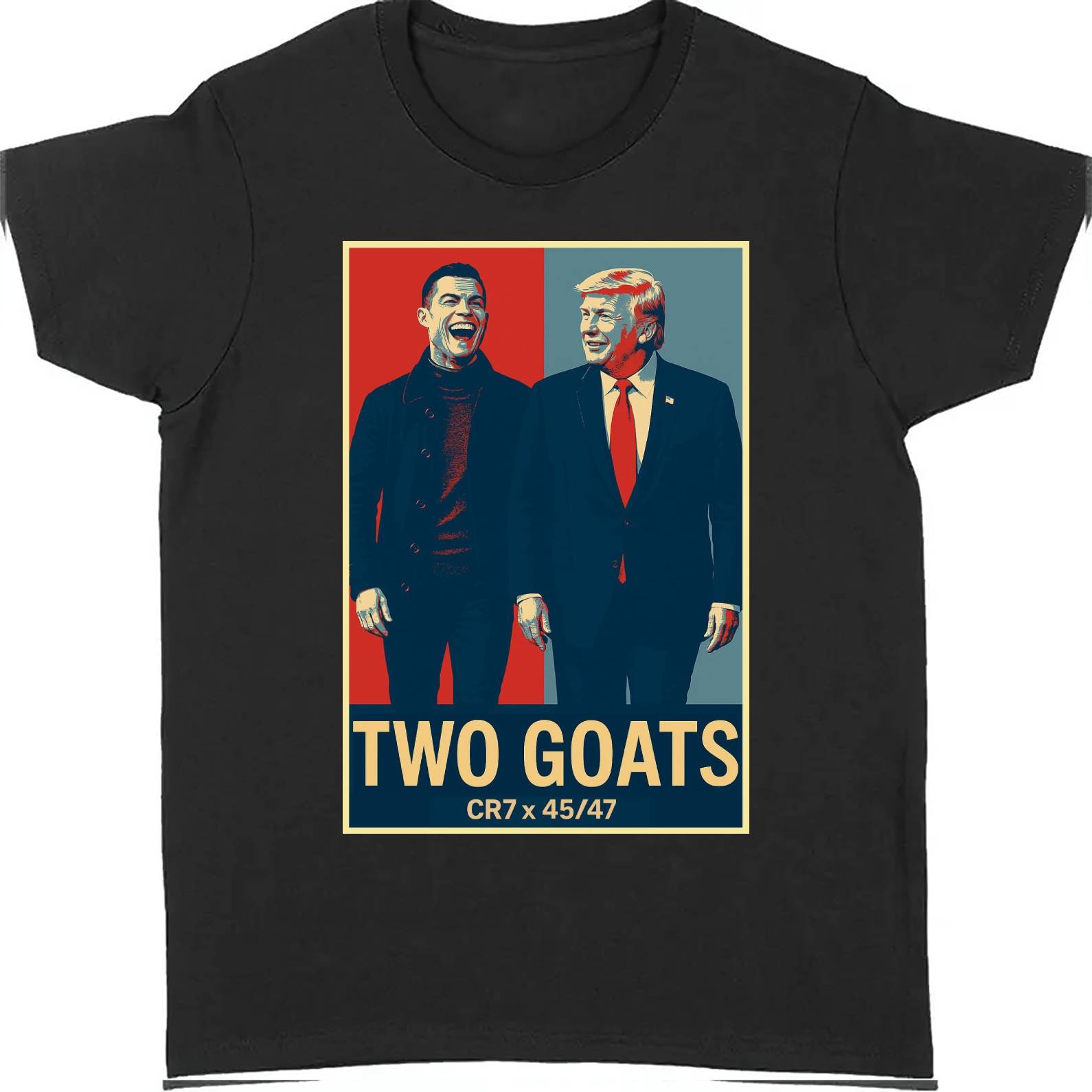 Trump Ronaldo CR7 Two Goats Shirt | Funny MAGA CR7 Meme Dark Shirt | 45/47 Political Pop Art T-Shirt 683728 - GOP WFD