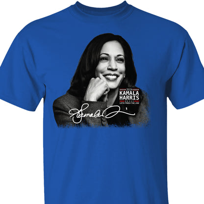 Kamala Harris Let's Finish The Job Signature Shirt | Kamala Harris 2024 Shirt | Democrat Shirt Dark T1435 - KH2