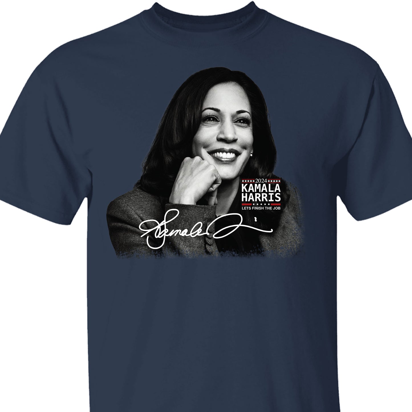 Kamala Harris Let's Finish The Job Signature Shirt | Kamala Harris 2024 Shirt | Democrat Shirt Dark T1435 - KH2