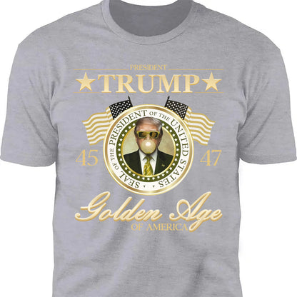 Trump Golden Age of America Shirt, President Trump Shirt, Funny Trump Bubble Gum MAGA Shirt, Republican Dark Shirt 681990 - GOP