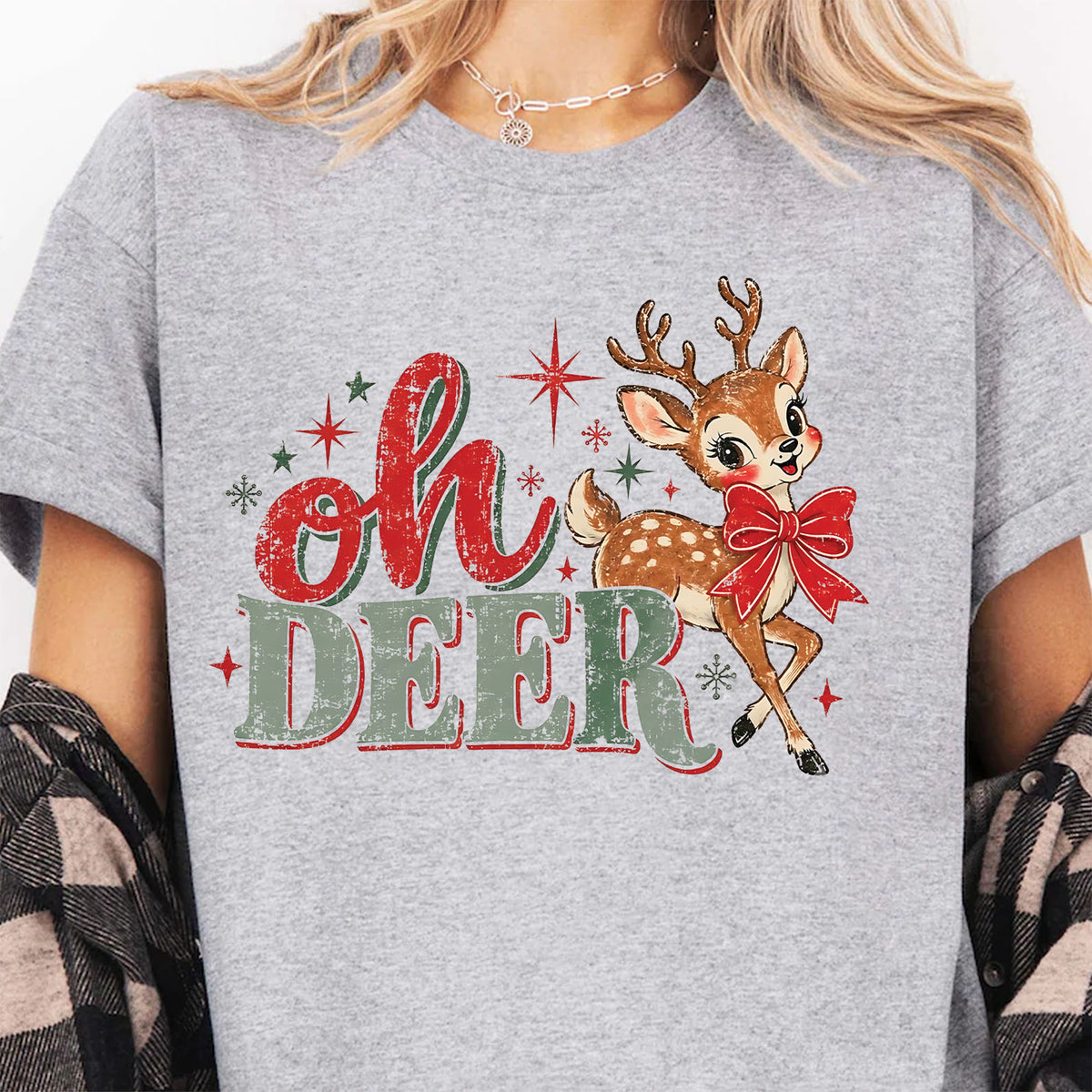 Oh Deer Christmas Bright Sweater, Retro Holiday Deer T-Shirt, Xmas Party Outfit 686745