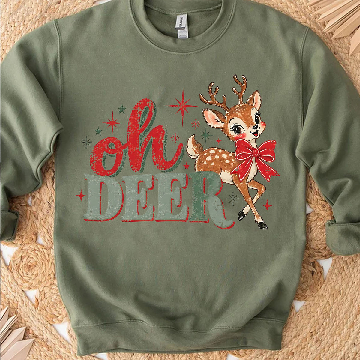 Oh Deer Christmas Bright Sweater, Retro Holiday Deer T-Shirt, Xmas Party Outfit 686745