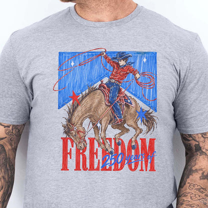USA 250 Years Of Freedom Shirt, Western Cowboy Tee, Patriotic 4th Of July Shirt 685101