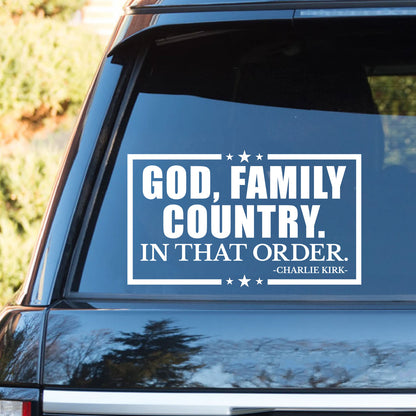 God Family Country Charlie Kirk Decal | Justice For Charlie Kirk Car Decal | Prayers Up for Charlie Sticker 683115