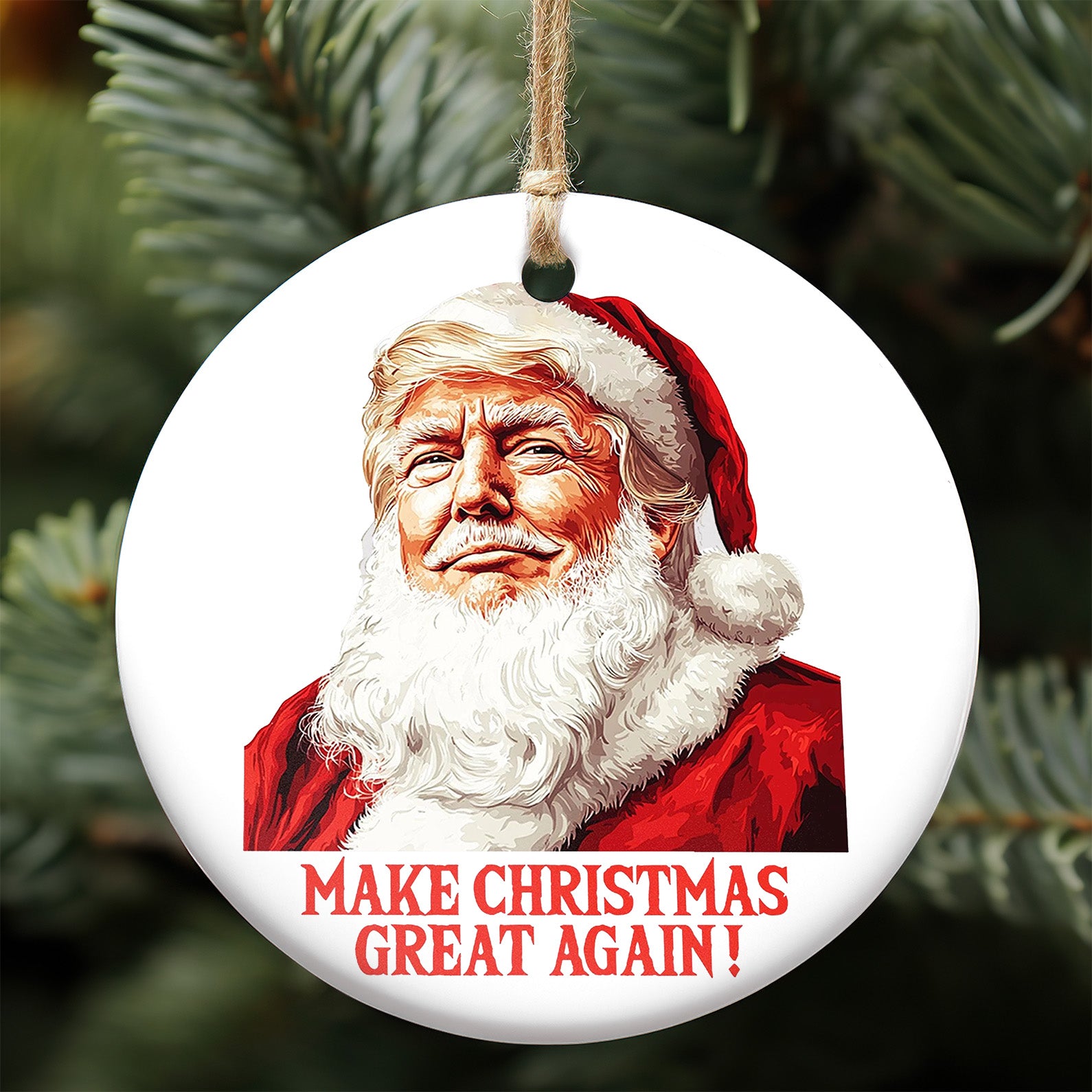 Make Christmas Great Again Ceramic Ornament, Trump 2024 Ornament, Funny Trump Ornament M1804- GOP