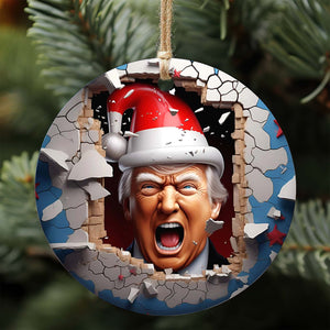 3D Santa Trump Christmas, Trump DIY Xmas Ceramic Ornament, Perfect for Car & Christmas Tree Decor T1666 - GOP