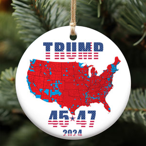 Trump Ornament Gift | US Presidential Election 2024 Map Ornament | 2024 Election Result Ceramic Ornament M1783 - GOP