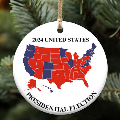 Trump Ornament Gift, US Presidential Election 2024 Map Ceramic Ornament, 2024 Election Map Ornament, Trump Red Wave M1789 - GOP
