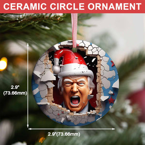 3D Santa Trump Christmas, Trump DIY Xmas Ceramic Ornament, Perfect for Car & Christmas Tree Decor T1666 - GOP