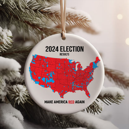 Donald Trump Election Results Map Ceramic Ornament, US Presidential Election 2024, 2024 Election Map Ornament, Trump Red Wave M1790 - GOP