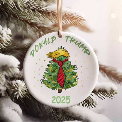 Custom Trump 2025 Christmas Ceramic Ornament | 47th President MAGA Ornament | Patriotic Republican Tree Decoration | Trump Supporter Gift 683525