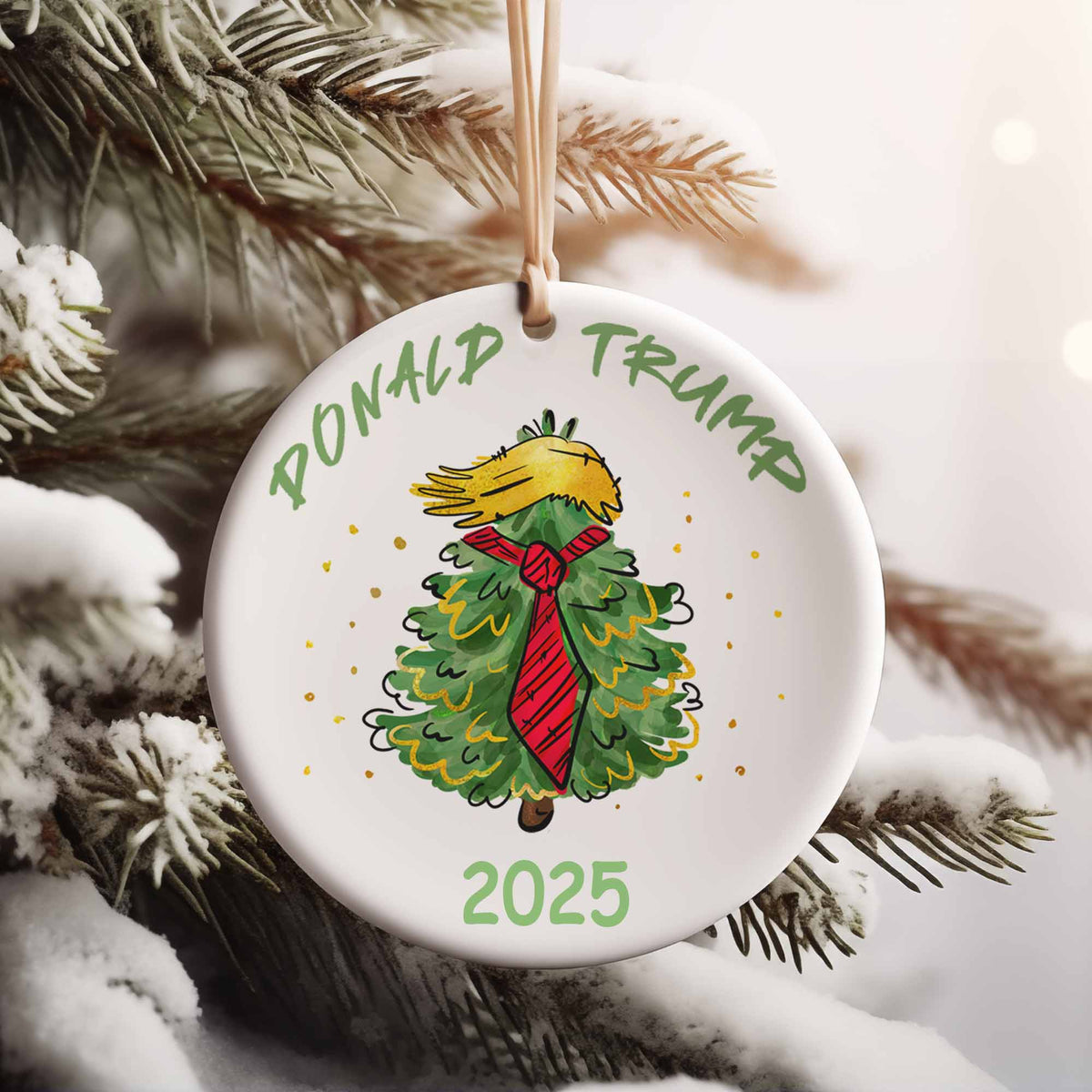 Custom Trump 2025 Christmas Ceramic Ornament | 47th President MAGA Ornament | Patriotic Republican Tree Decoration | Trump Supporter Gift 683525