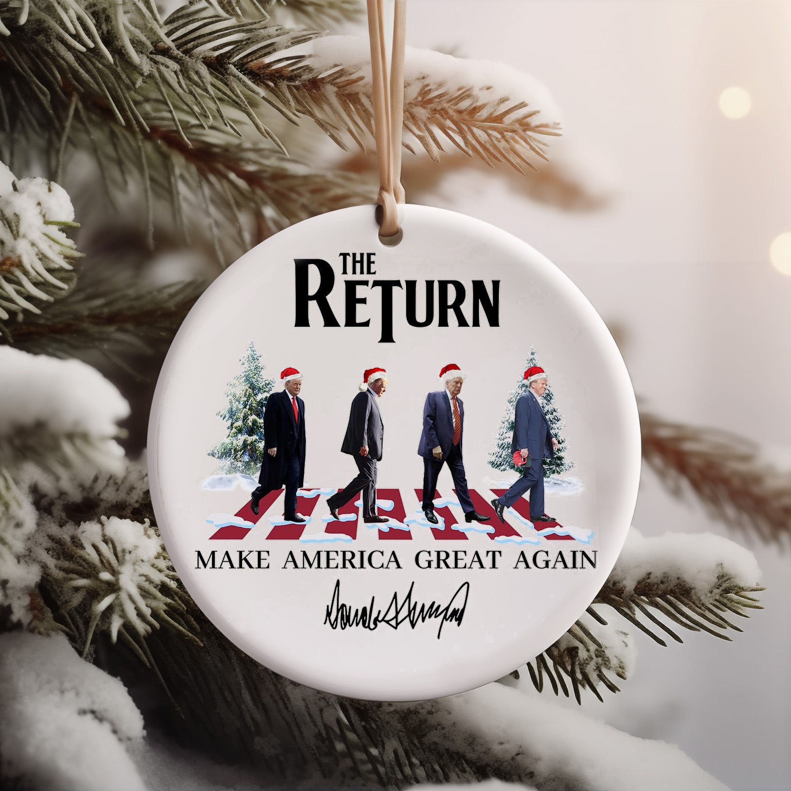 Trump The Return Ceramic Ornament, Trump 2024 Gifts, Election 2024 Ornament, Funny Trump Ornament M1801- GOP