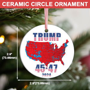 Trump Ornament Gift | US Presidential Election 2024 Map Ornament | 2024 Election Result Ceramic Ornament M1783 - GOP