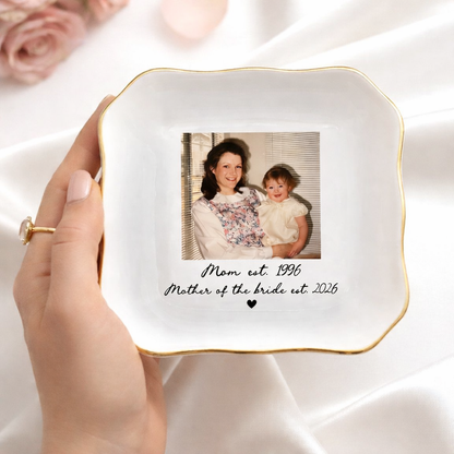 Personalized Wedding Ring Dish for Mom | Custom Photo Jewelry Holder | Mother of Bride Keepsake Gift 684310 WFD