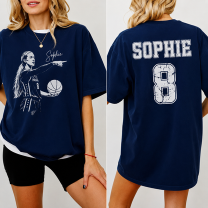Sophie Cunningham Point Signature Shirt, Front and Back Dark Shirt, Basketball Fan Tee, Unisex Graphic T-Shirt 685588