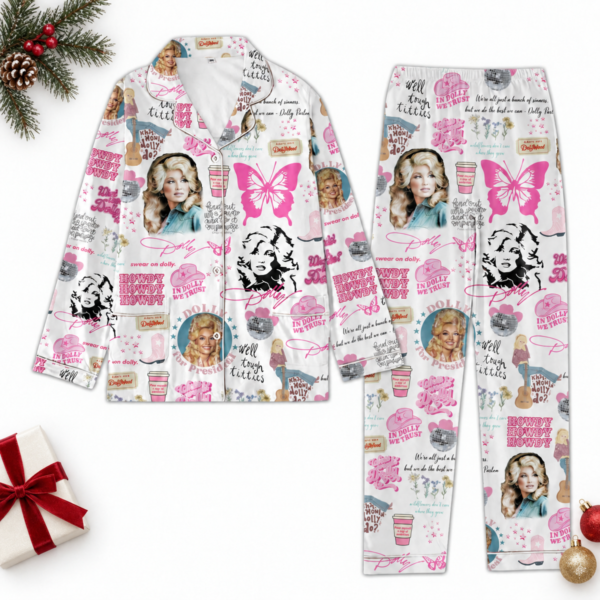 Dolly Parton President We Trust Pajamas, Dolly Parton Satin PJ Set, Country Music Holiday Sleepwear 686257 WFD