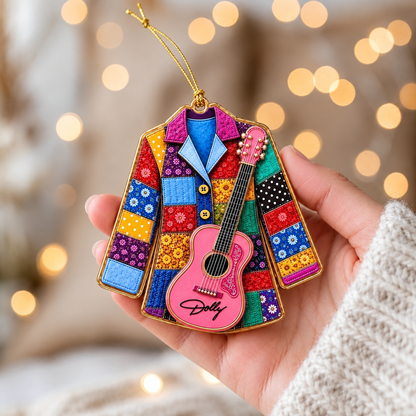 Dolly Coat of Many Colors Acrylic Ornament, Pink Guitar Christmas Ornament, Dolly Parton Fan Gift 686273 WFD
