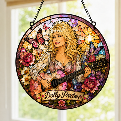 Dolly Parton Memorial Stained Glass Suncatcher, Country Music Tribute Gift, Dolly Parton Fan Gift 686109 WFD