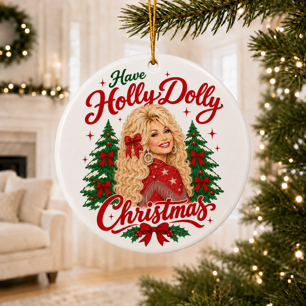 Have a Holly Dolly Christmas Ceramic Ornament, Country Music Legend Memorial Keepsake, Dolly Parton Gift 686108 WFD