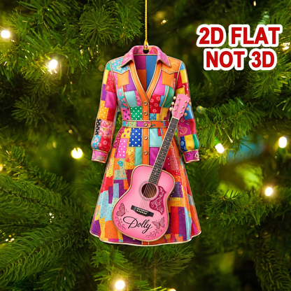 Dolly Coat of Many Colors Acrylic Ornament, Pink Guitar Christmas Ornament, Dolly Parton Fan Gift 686255 WFD