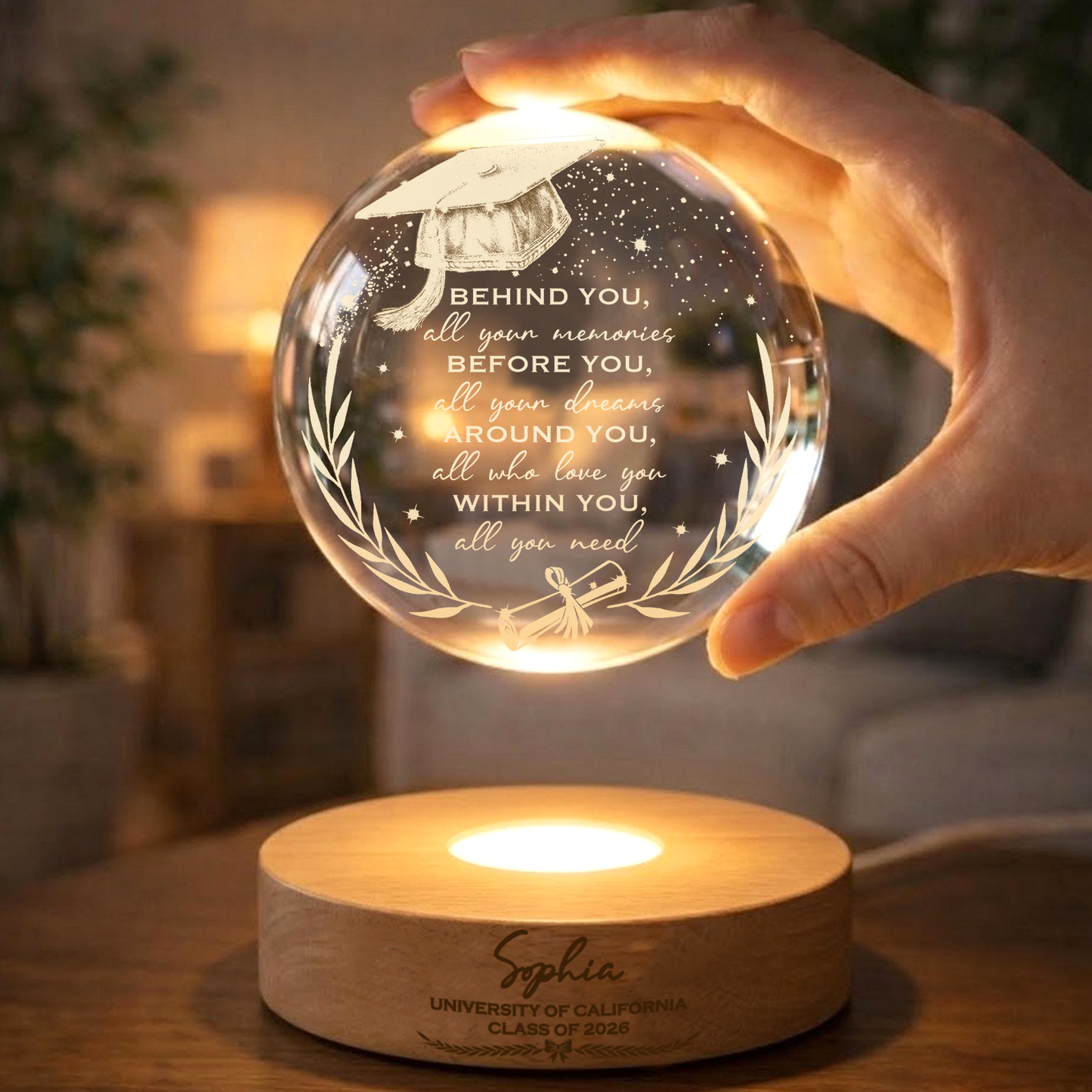 Personalized Graduation Crystal Ball Night Light, Class of 2026, Senior 2026 High School College Graduation Gift 684876