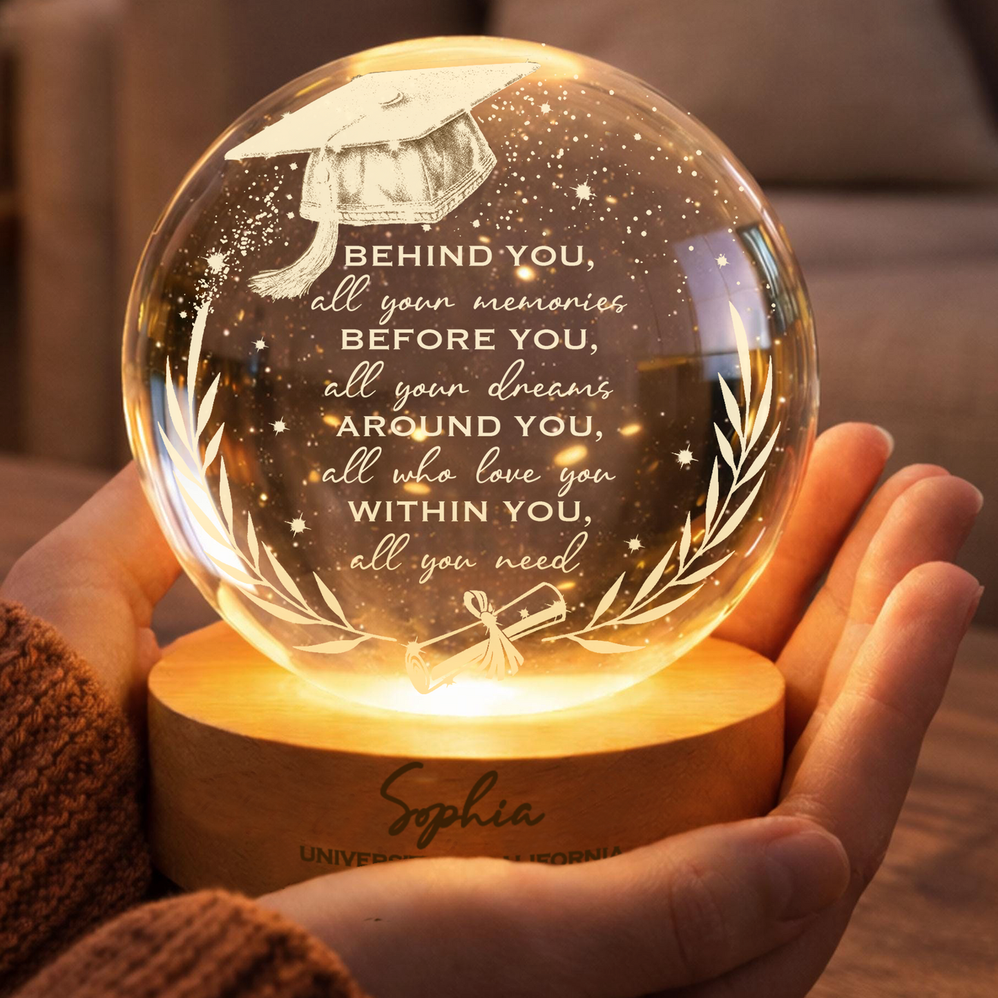 Personalized Graduation Crystal Ball Night Light, Class of 2026, Senior 2026 High School College Graduation Gift 684876