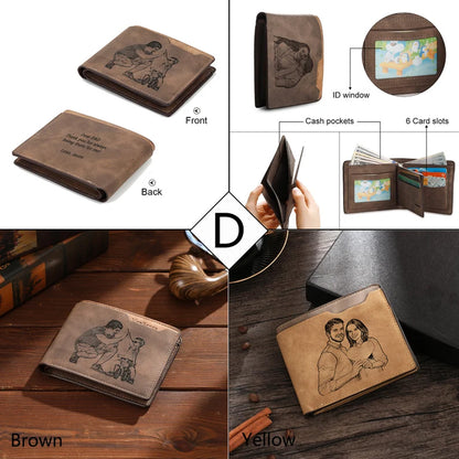 Personalized Photo Engraved Wallet for Men, Custom Picture Slim Leather Wallet Gift for Him, Father's Day Gift 684986