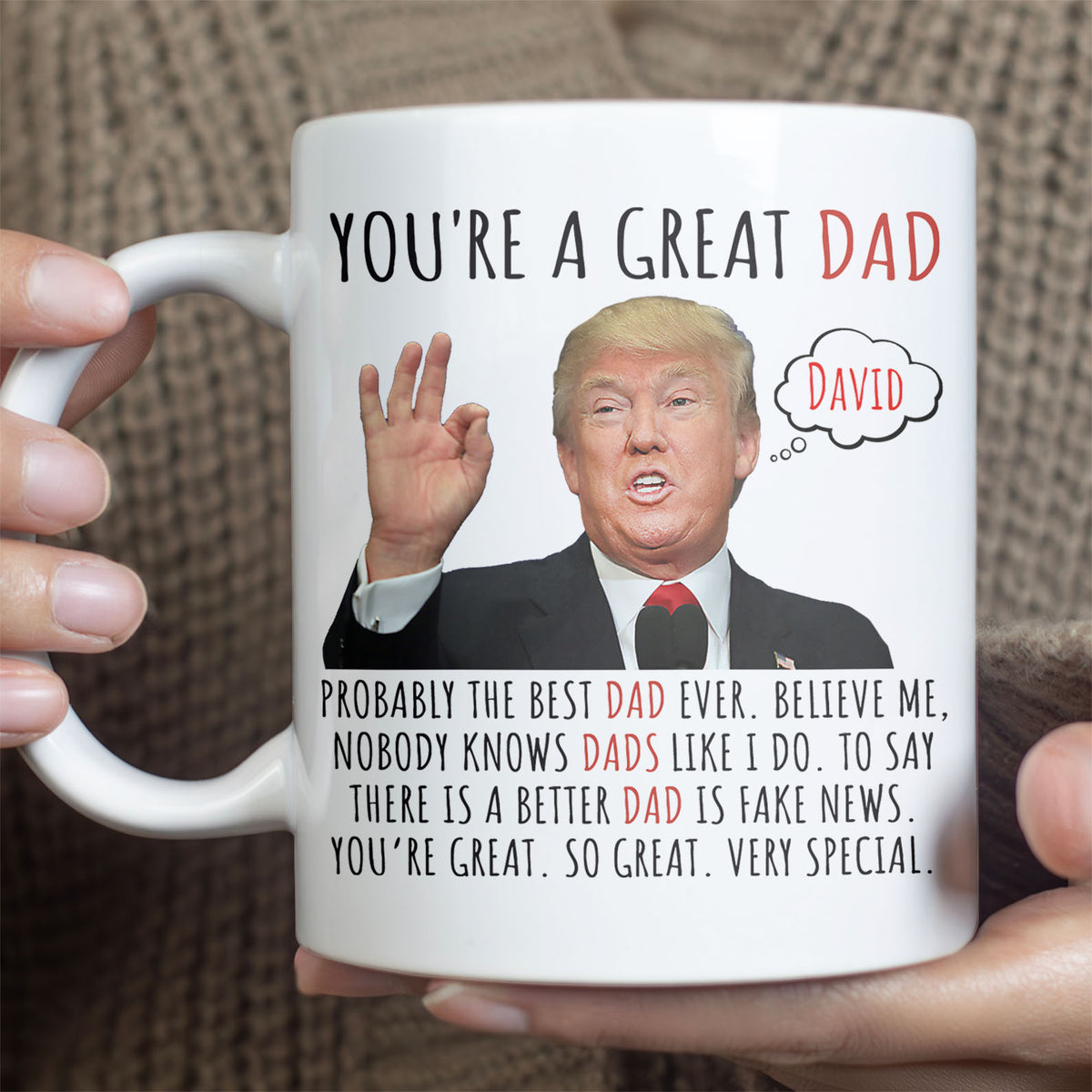 Personalized Name and Title You Are Great Mug, Donald Trump White Mug, Republican Gift for Dad, for Husband 683551 - GOP