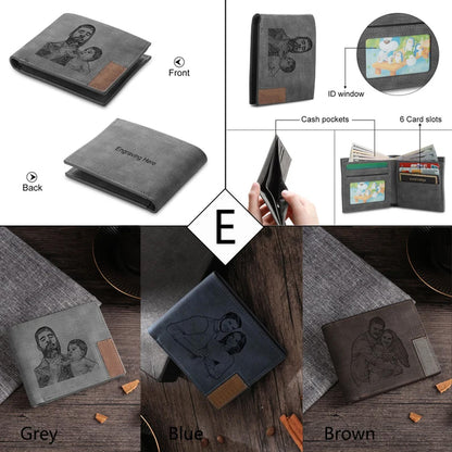 Personalized Photo Engraved Wallet for Men, Custom Picture Slim Leather Wallet Gift for Him, Father's Day Gift 684986