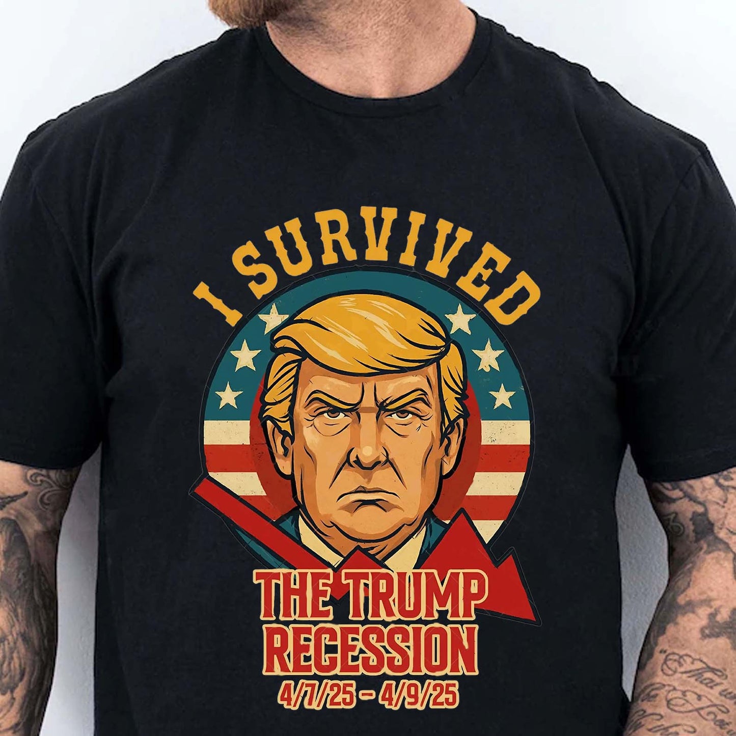 I Survived The Trump Recession Shirt – Funny 8647 Anti Trump Political Protest Tee, Anti MAGA Satire Dark Shirt For Democrat Supporters 682212