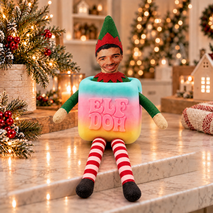 Personalized Photo Face Poseable Christmas Elf Doll, Custom Mini Plush Elf with Optional Cube Toy 686693 WFD