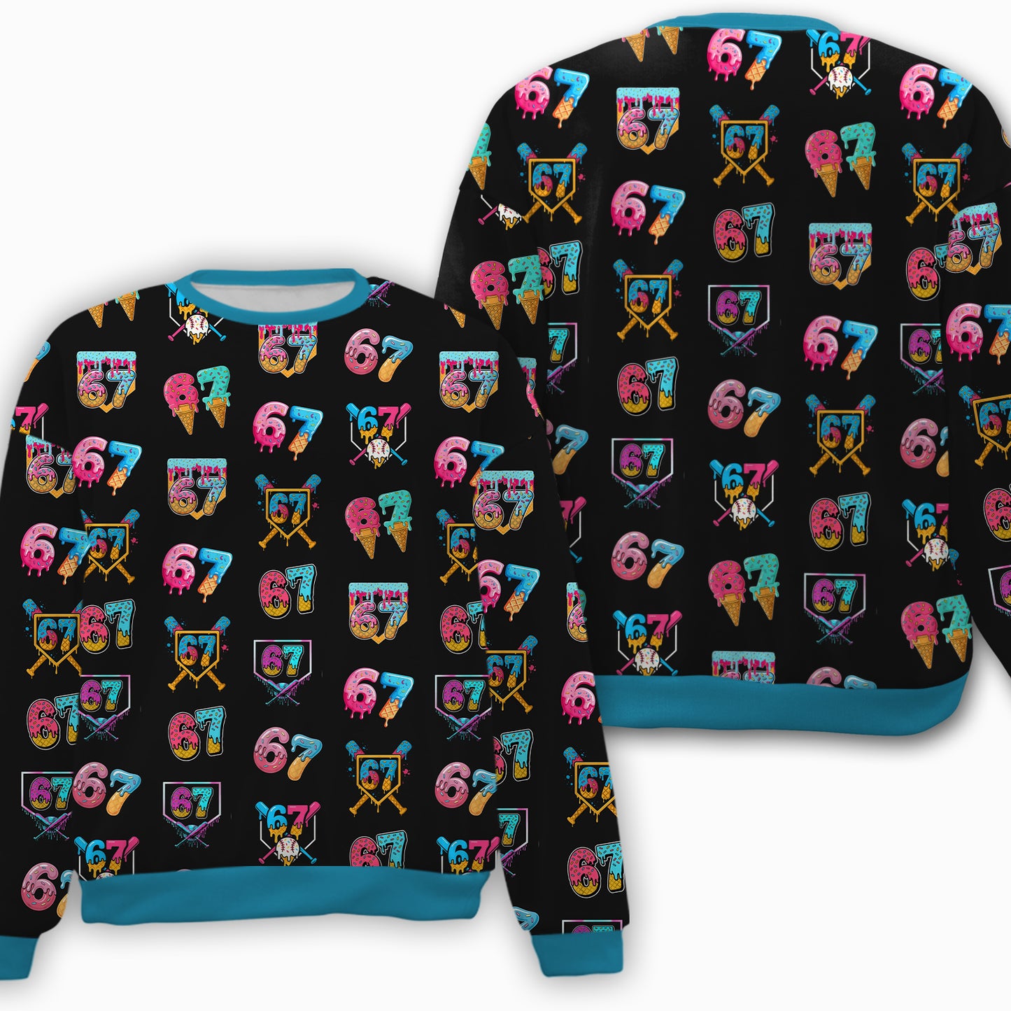 Six Seven Ice Cream Meme Ugly Sweater | 6 7 AOP Sweater Christmas Holiday | Trendy Meme Gift for Men Women 683672