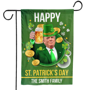 Trump Happy St. Patrick's Day Garden Flag, Personalized Flag, Custom Family Name St. Patrick's Day Flag 681779 - GOP