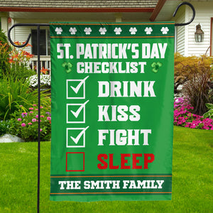 St. Patrick's Day Checklist Garden Flag, Personalized Flag, Custom Family Name St. Patrick's Day Flag 681904