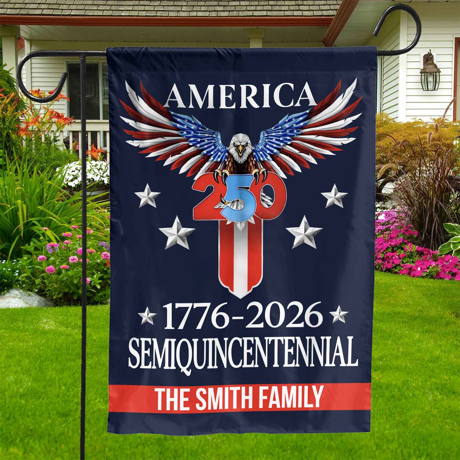 Personalized 250 Years Semiquincentennial Flag | Happy 250th Birthday USA Flag | America 250th Anniversary Flag | Patriotic 4th Of July House Flag Garden Flag 682575