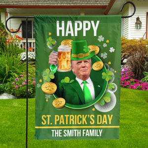 Trump Happy St. Patrick's Day Garden Flag, Personalized Flag, Custom Family Name St. Patrick's Day Flag 681779 - GOP