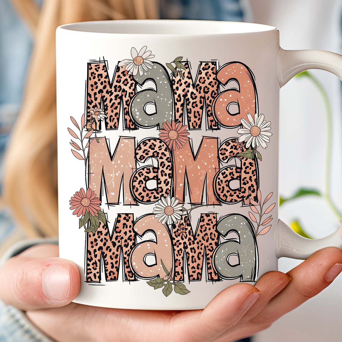 Retro Leopard Mama Mug – Boho Floral Coffee Cup For Trendy Moms, Mother's Day Gift Idea 682138