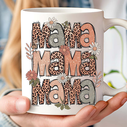 Retro Leopard Mama Mug – Boho Floral Coffee Cup For Trendy Moms, Mother's Day Gift Idea 682138