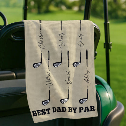 Personalized Golf Towel for Dad Grandpa, Custom Best Dad By Par Golf Towel, Father’s Day Golf Gift 684949
