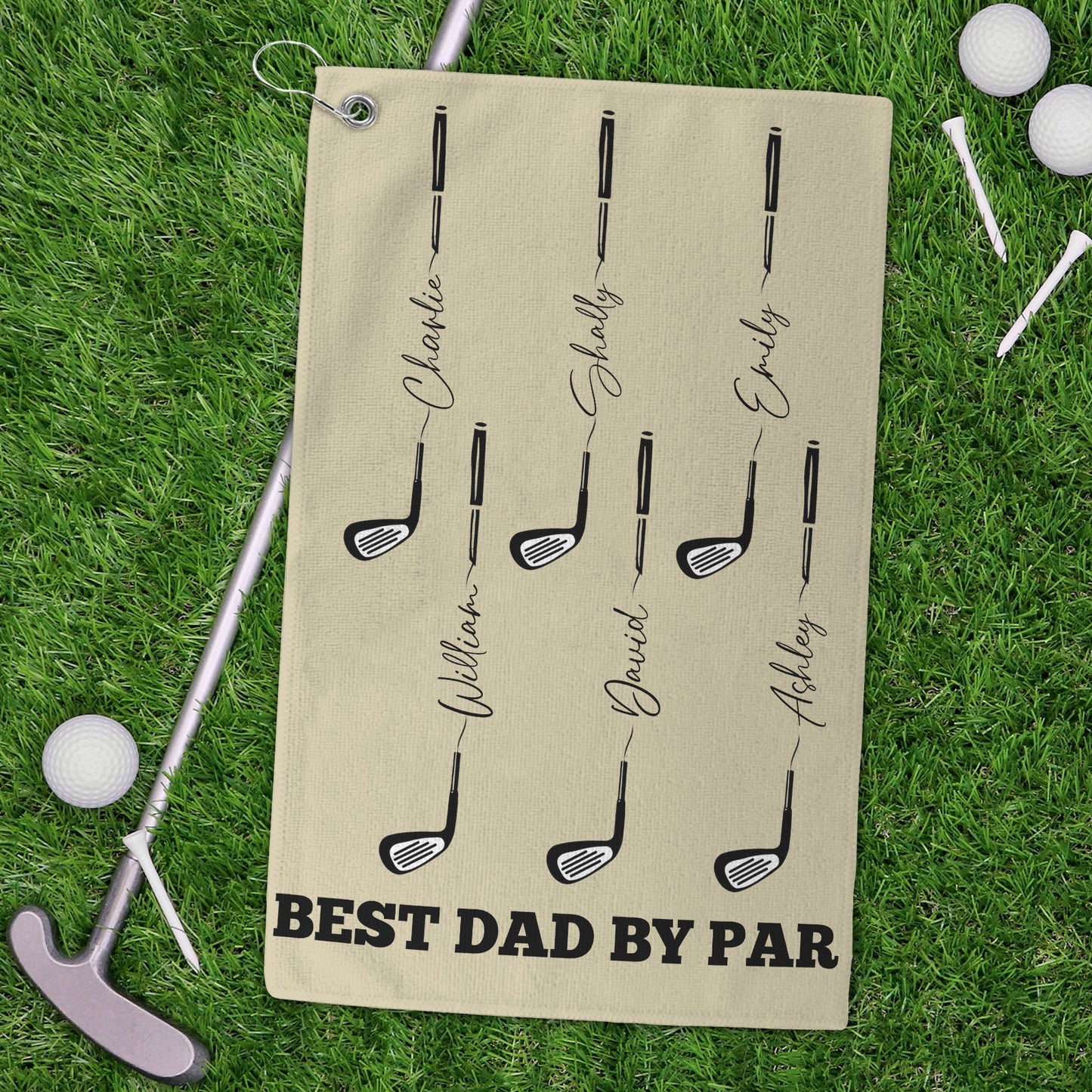 Personalized Golf Towel for Dad Grandpa, Custom Best Dad By Par Golf Towel, Father’s Day Golf Gift 684949